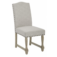 OSP Home Furnishings KMN-R24 Kingman Dining Chair with Antique Bronze Nailheads and Brushed legs in Edward Flannel Fabric
